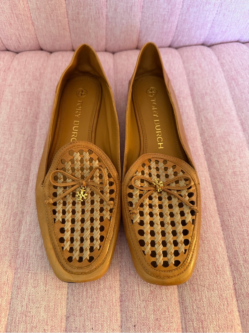 Tory Burch Woven Loafers with Basketweave Design